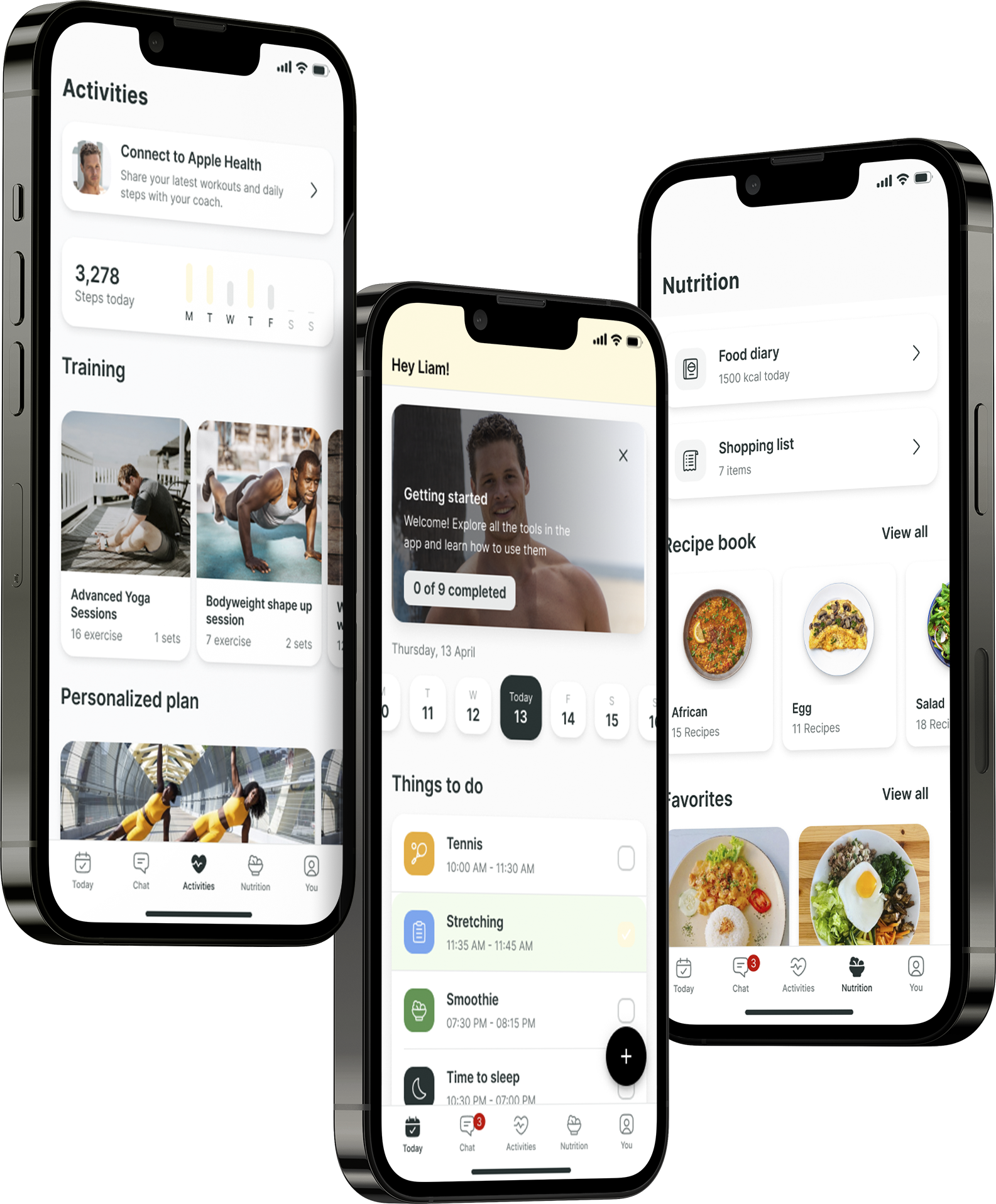 A mockup of the coaching app showcasing the features.